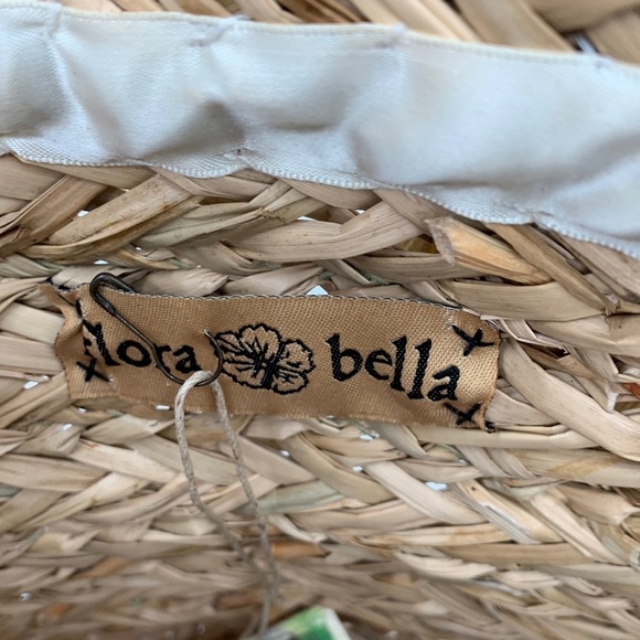 Florabella Wilmington wicker straw woven tote fringe tan ivory large purse bag - Picture 3 of 7